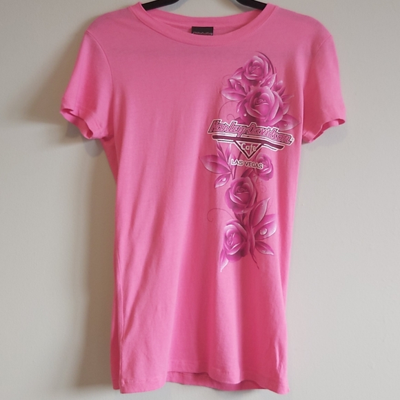 Harley Davidson Pink Grapic T Shirt L